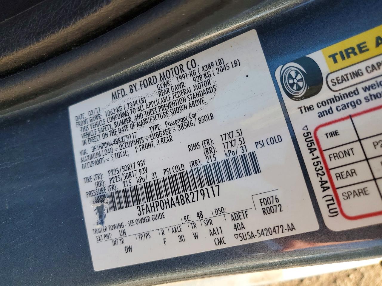 FORD FUSION 2011 — 13