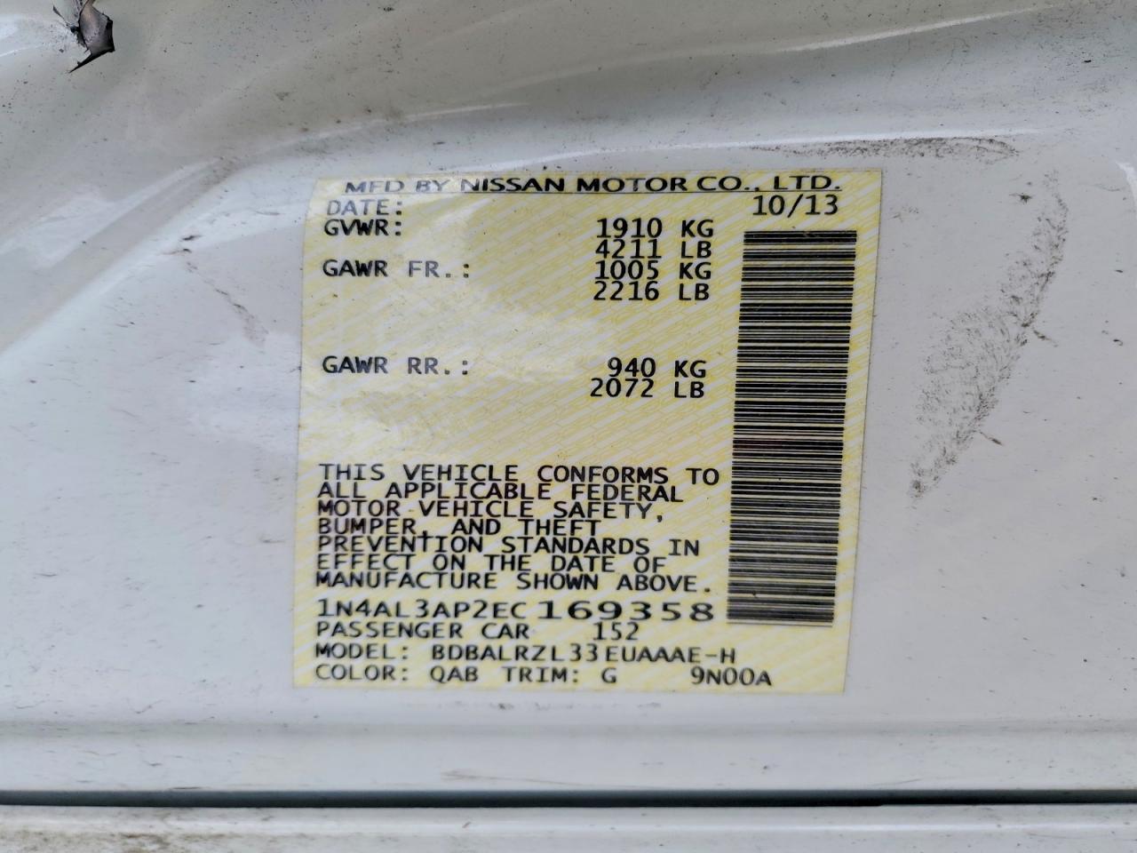 NISSAN ALTIMA 2014 — 13