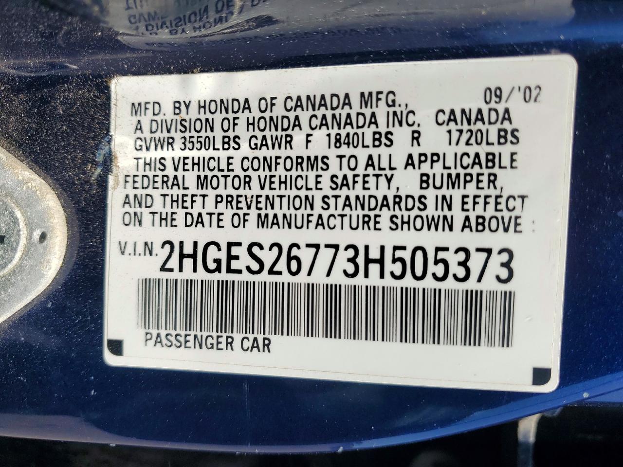 HONDA CIVIC 2003 — 13