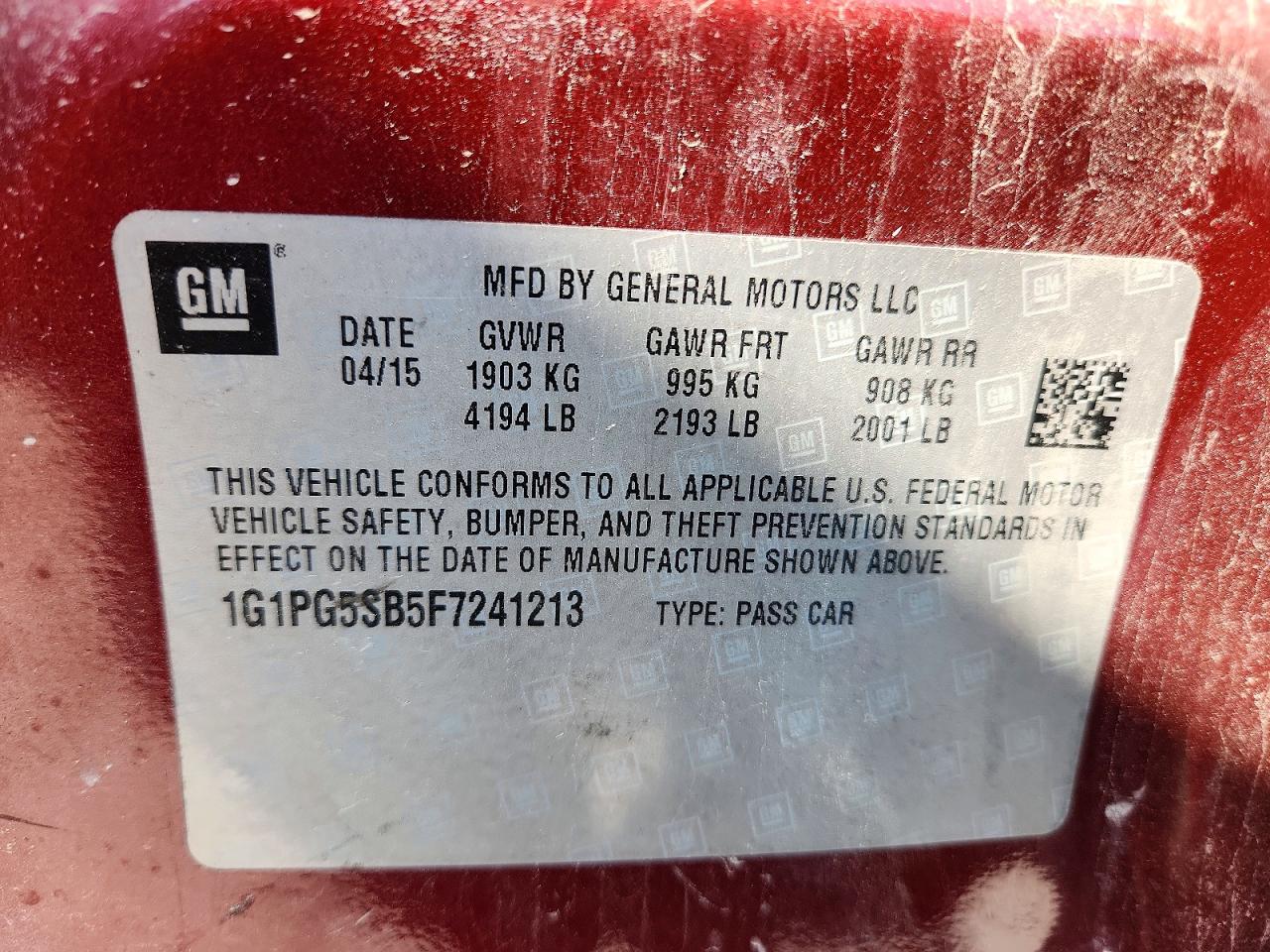 CHEVROLET CRUZE 2015 — 13