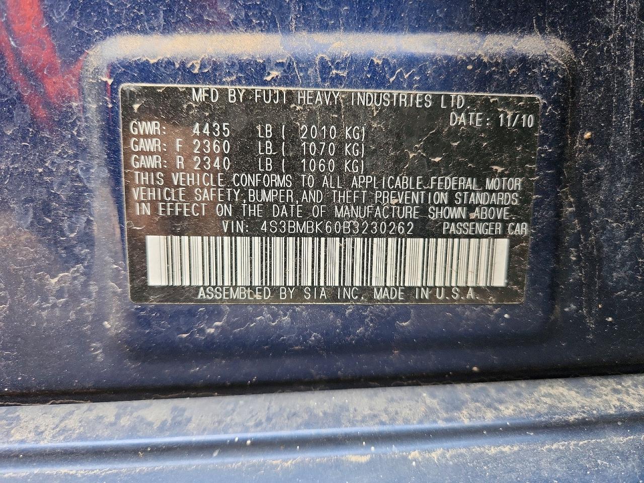 SUBARU LEGACY 2011 — 13