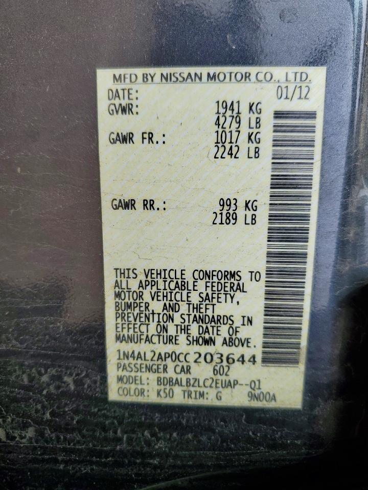 NISSAN ALTIMA 2012 — 13