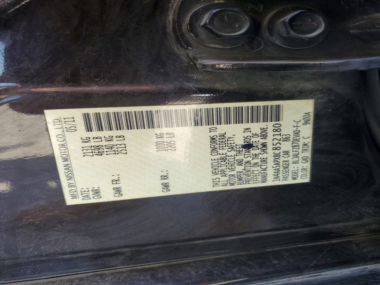 NISSAN MAXIMA 2011 — 13