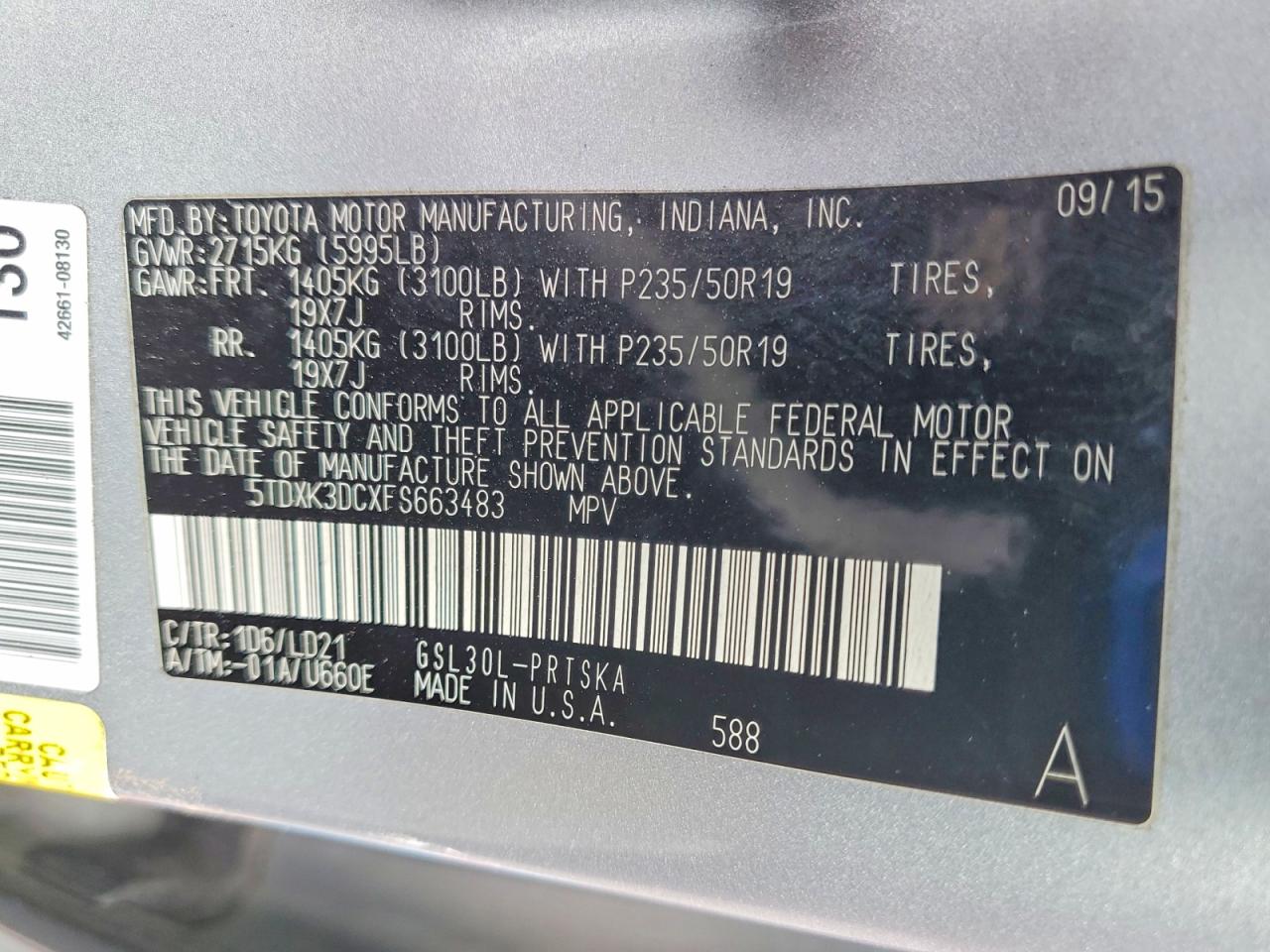 TOYOTA SIENNA 2015 — 14