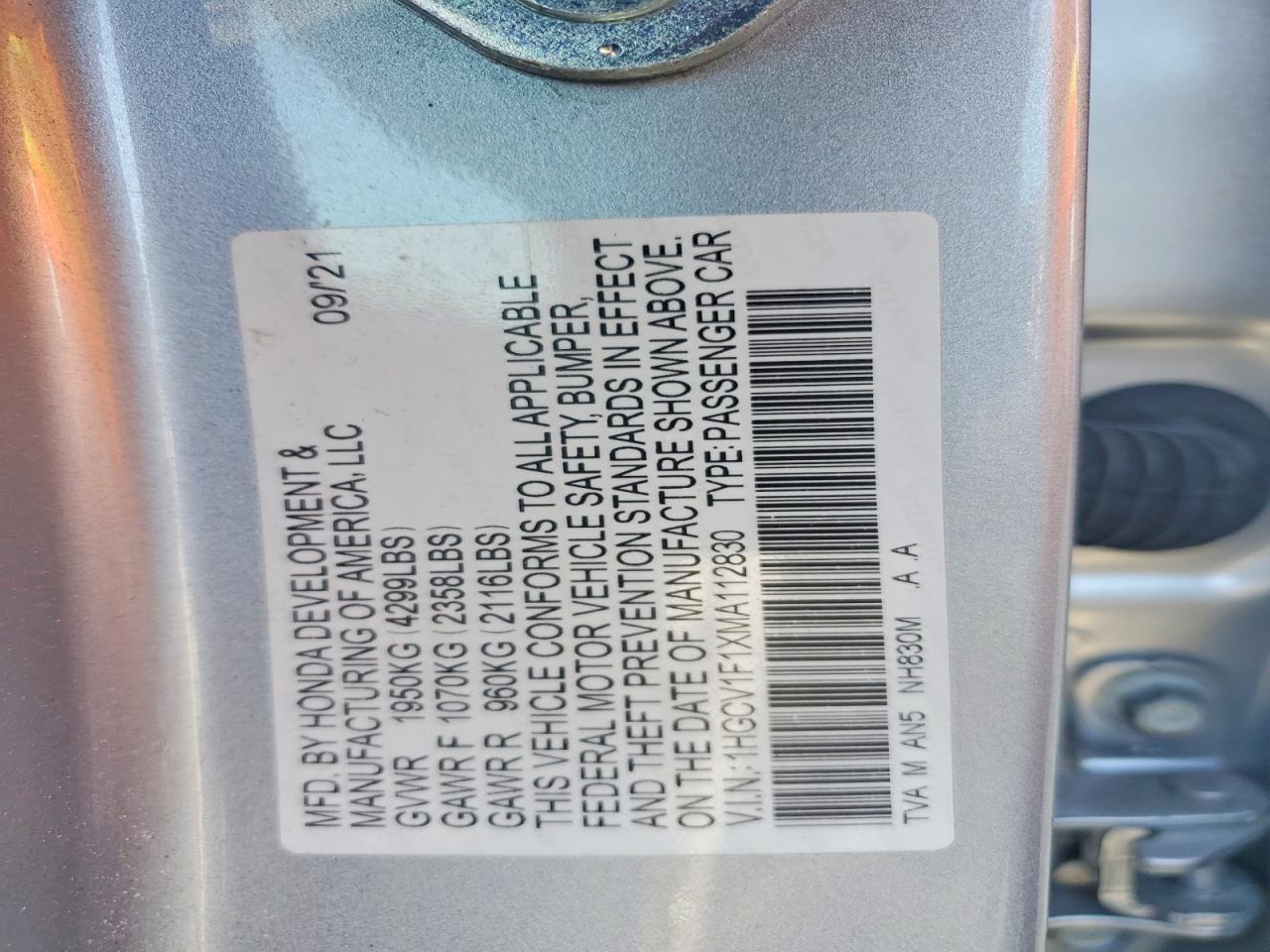 HONDA ACCORD 2021 — 13