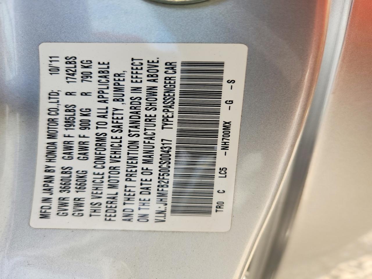 HONDA CIVIC 2012 — 14