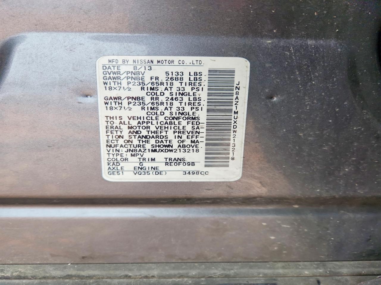 NISSAN MURANO 2013 — 14
