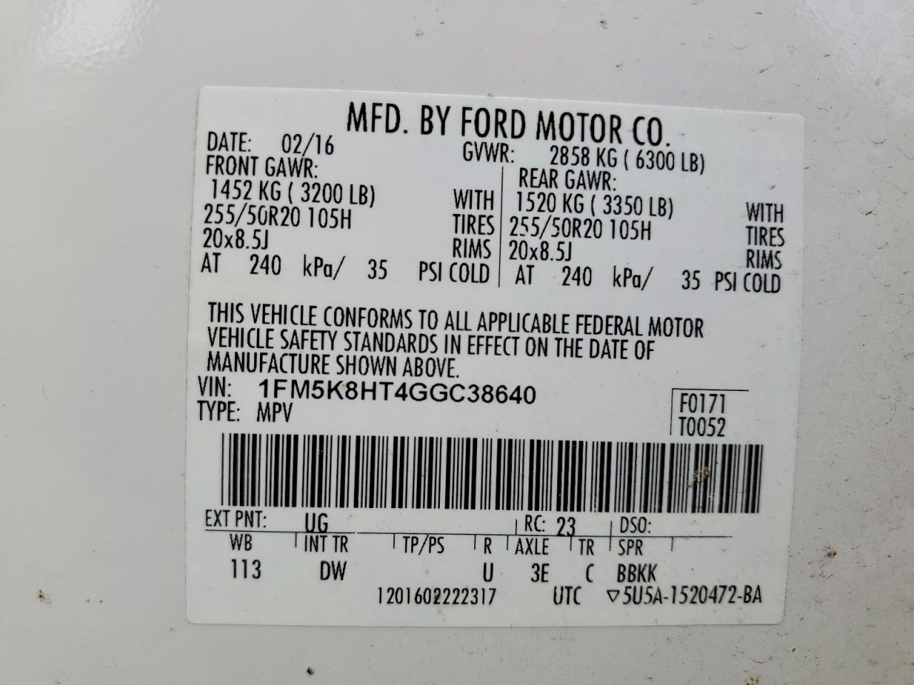 FORD EXPLORER 2016 — 14