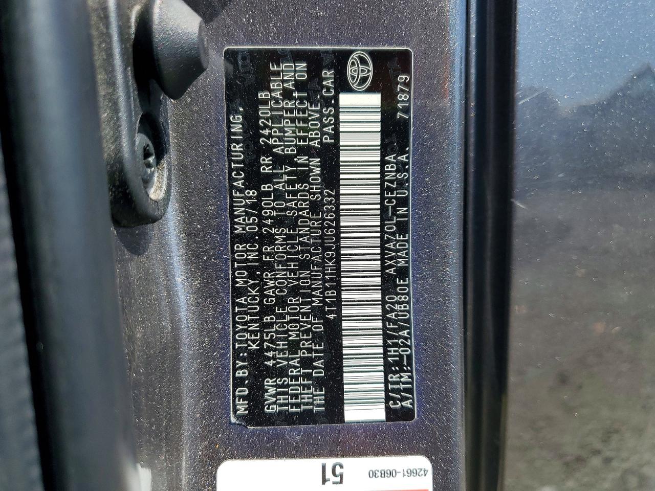 TOYOTA CAMRY 2018 — 13