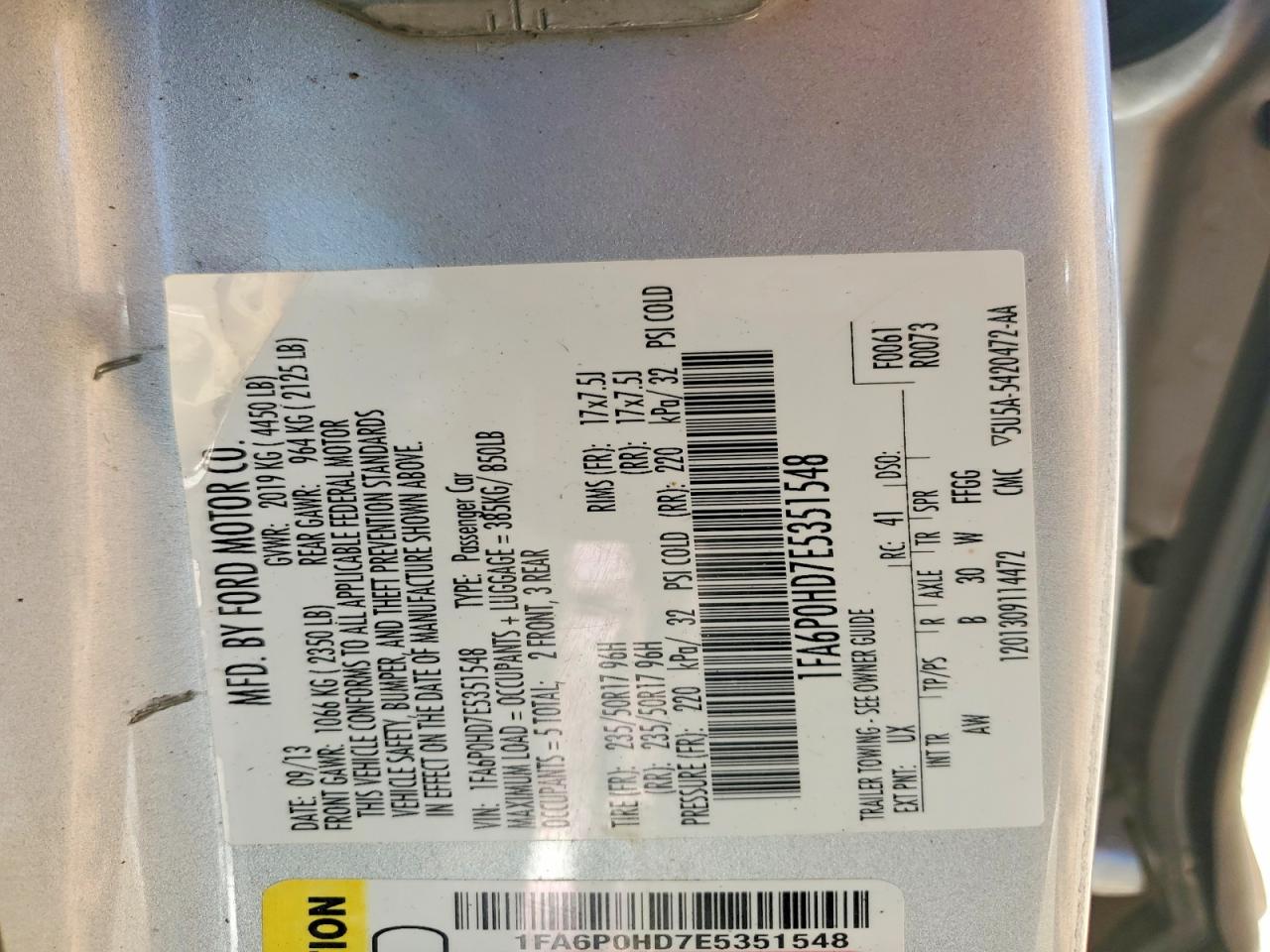 FORD FUSION 2014 — 13