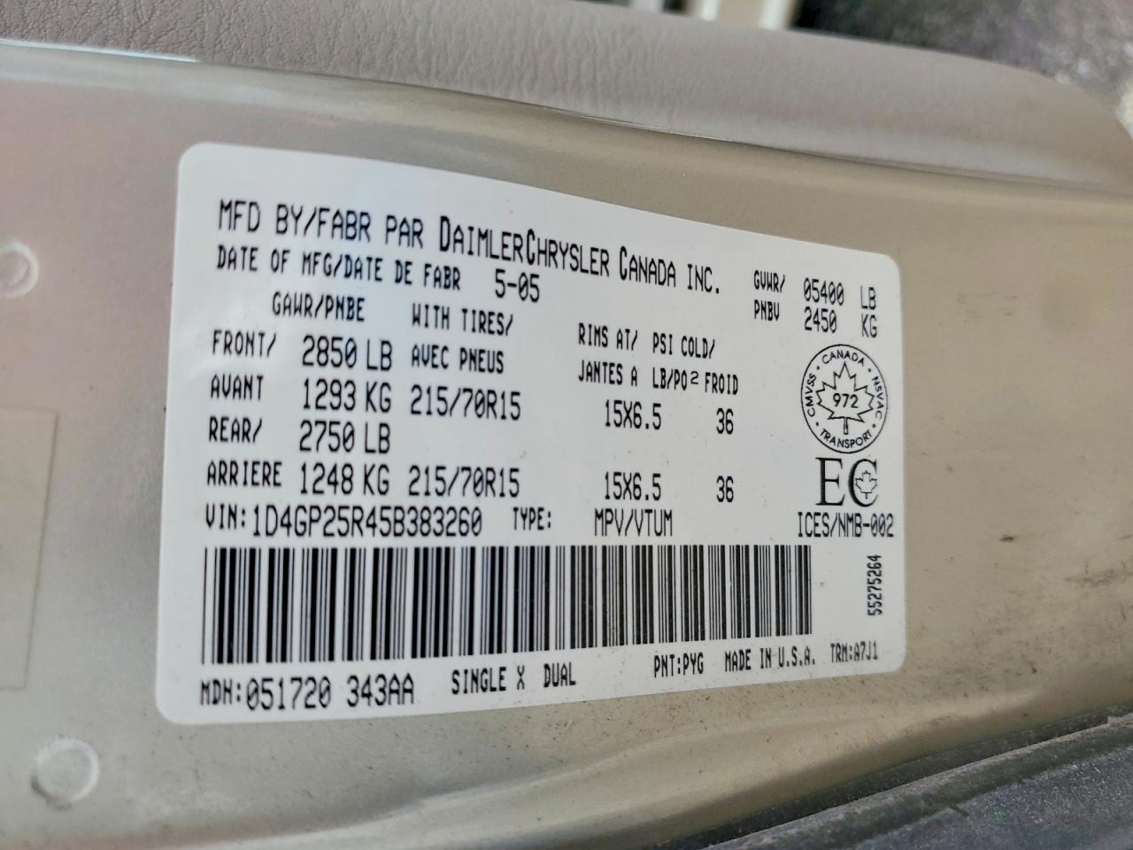 DODGE CARAVAN 2005 — 15