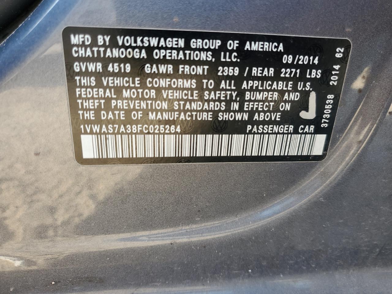 VOLKSWAGEN PASSAT 2015 — 14