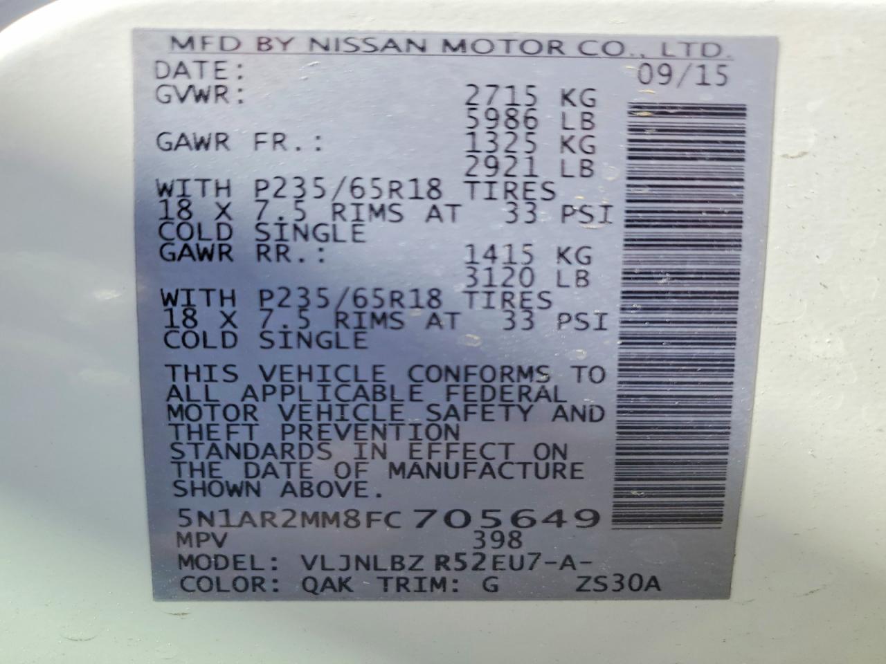 NISSAN PATHFINDER 2015 — 14