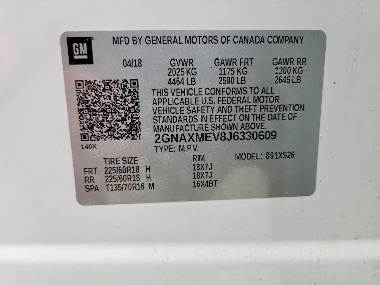 CHEVROLET EQUINOX 2018 — 12