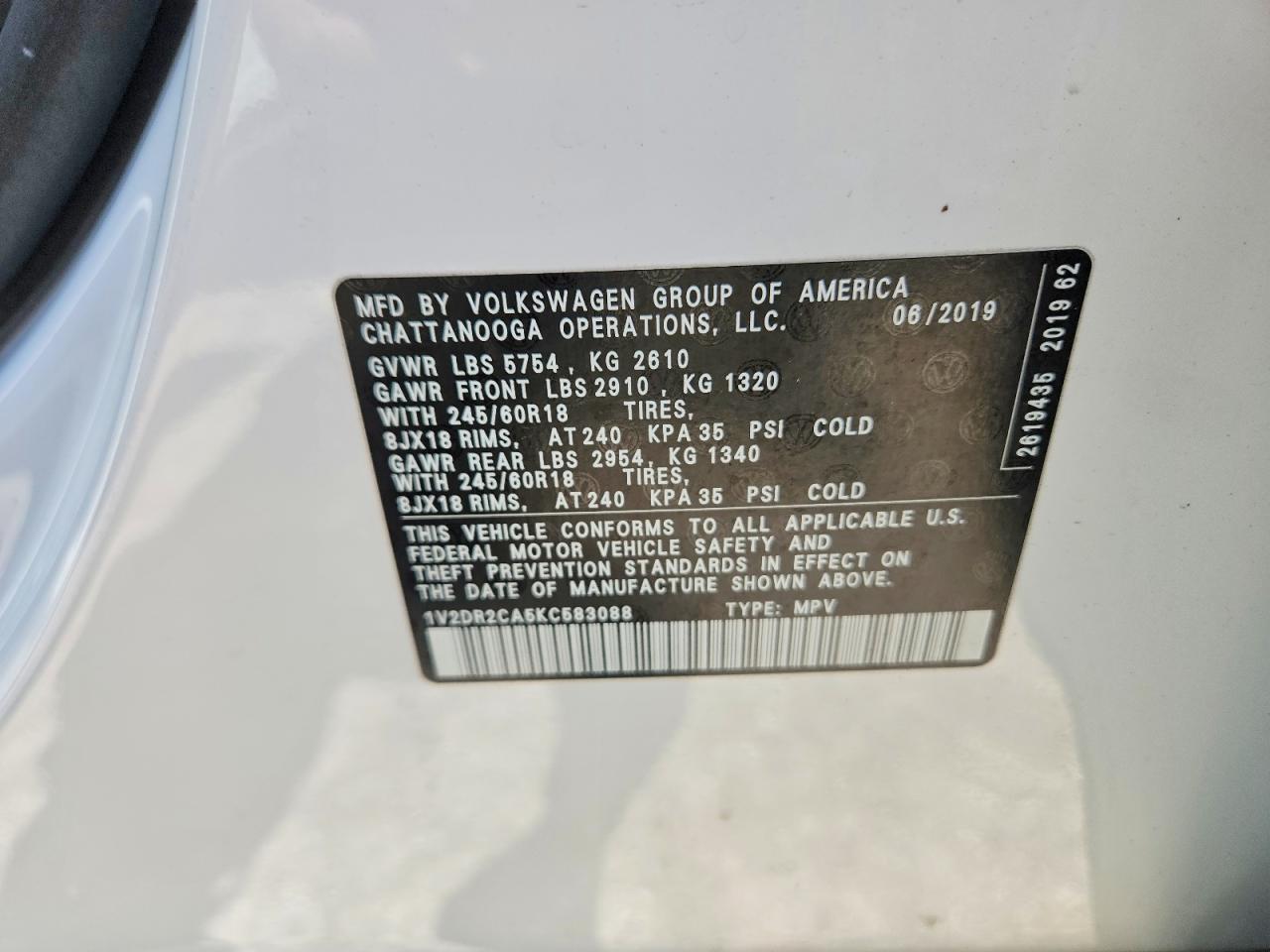 VOLKSWAGEN ATLAS 2019 — 13