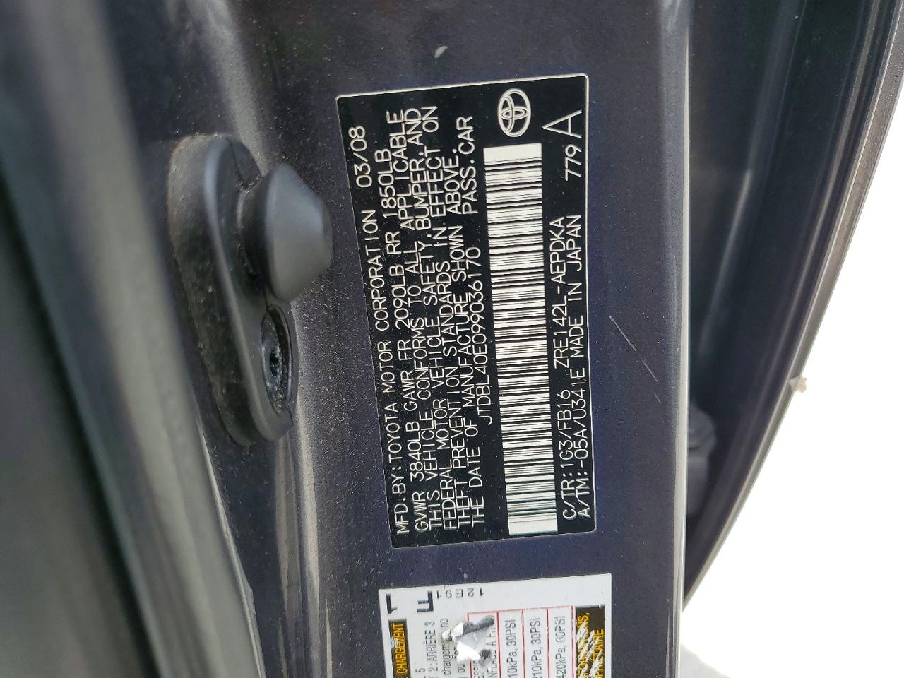 TOYOTA COROLLA 2009 — 12