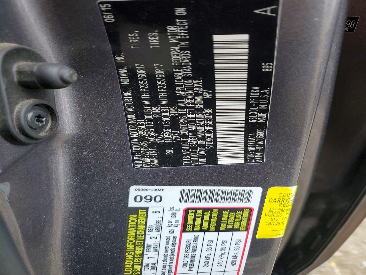 TOYOTA SIENNA 2015 — 13