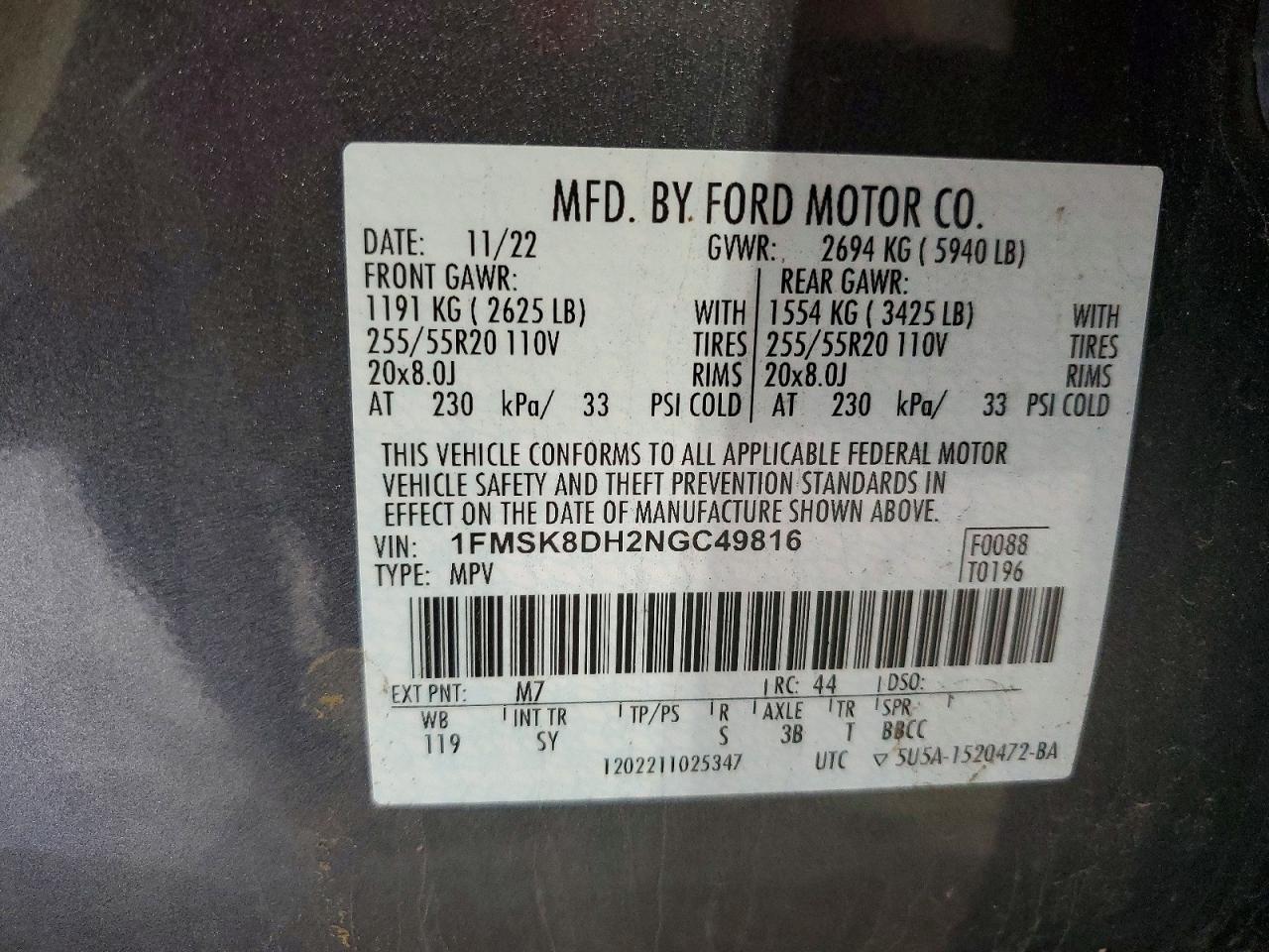 FORD EXPLORER 2022 — 14