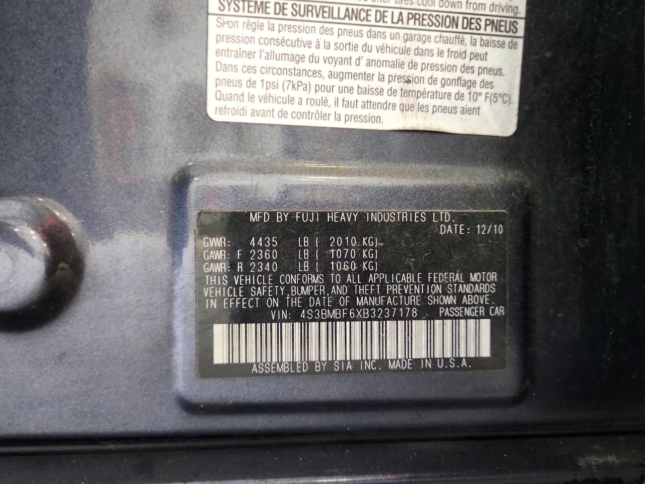 Subaru Legacy 2011 — 13